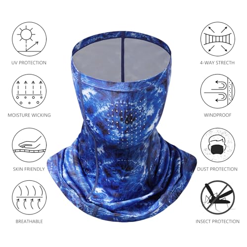 Image of BASSDASH Neck Gaiter Mask UPF 50 Sun Protection for Men & Women, Fishing, Hiking, Outdoor