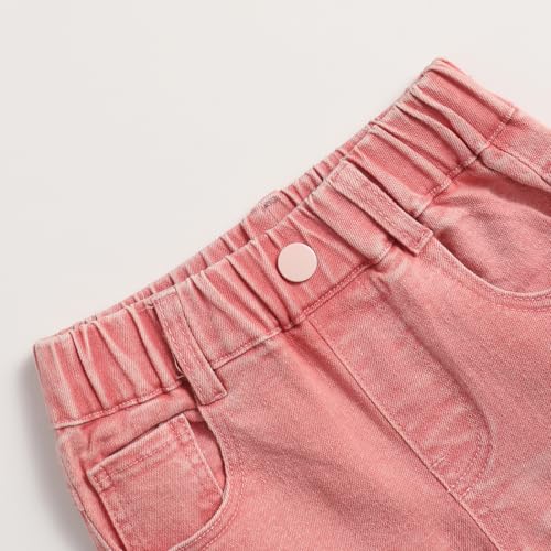 Girls' Casual Stretch High Waisted Ripped Denim Pants Straight Leg Jeans with Pockets3