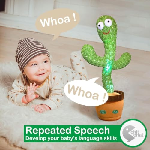 Image of Talking Dancing Cactus Toy for Kids - Singing & Recording Plush Cactus with Repeat Function, LED Lights & Music | Funny Educational Toy for Babies & Toddlers | USB Rechargeable (Multicolor) (Style 5)