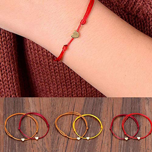 Ink2055 Romantic Heart Charm Men Women Lucky Rope Knotted Bracelet Bangle Jewelry Gift,Bracelets For Women Teen Girls Gift - Wine Red #TOP3