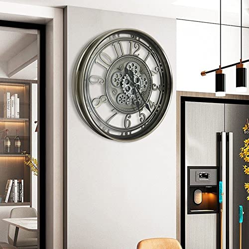 Dorboker Real Moving Gears Wall Clock Large Modern Metal Clocks For Living Room Decor, Industrial Steampunk Unique Vintage Rustic Decorative Clock For Home Farmhouse Office, 21 Inch,Gunmetal Arabic #TOP3