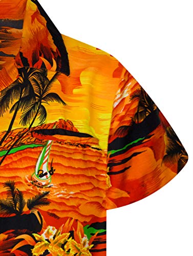 King Kameha Funky Hawaiian Shirt Kids Boys, Shortsleeve, Print Surf, Orange, 10