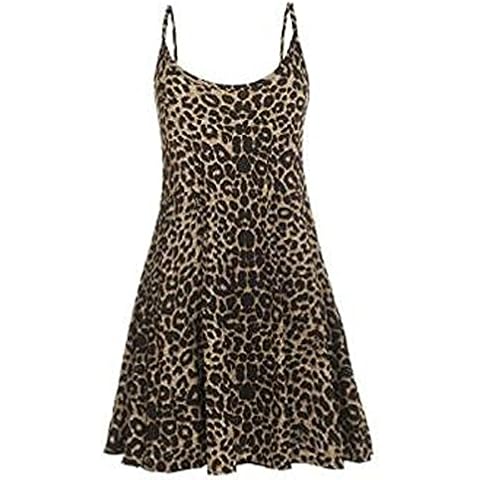GirlsWalk Women's Strappy Leopard Print Cami Swing Dress - beige - 16 UK/18 UK/XL Cover