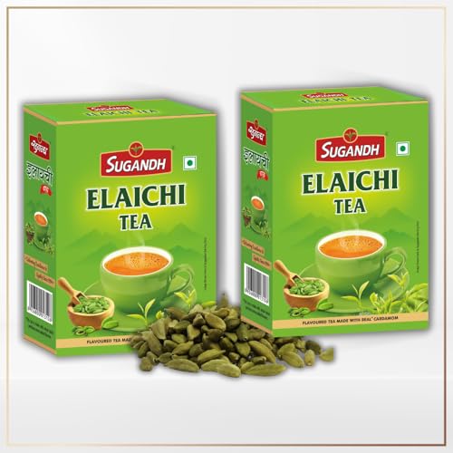 Image of Sugandh Elaichi Tea | 500 GM Box X 2 | 1 KG |Pack of 2 |100% Natural Ingredients |Sourced from Assam |Indian Spiced Chai for Perfect Morning & Evening Brew |A Perfect Premium Cup of Tea for Chai Lover