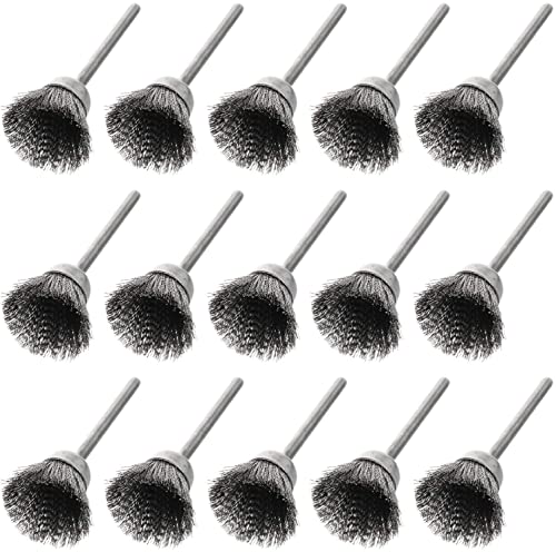 Sqxbk Wire Brush 15Pcs Cup Shape 15Mm End Brushes Stainless Steel Wire Brush 1/8" Shank For Compatible Rotary Tool #TOP17