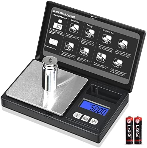THINKSCALE 𝗚𝗿𝗮𝗺 𝗦𝗰𝗮𝗹𝗲, 𝟮𝟬𝟬𝗴/𝟬.𝟬𝟭𝗴 Mini Pocket Scale with 6 Units, Tare, Scales Digital Weight Grams for Jewelry, Medicine, Coffee, Herb, Cal Weight Included