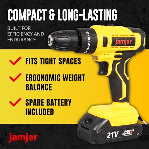 21V Cordless Drill Set with 86 Tools – Jamjar DIY Kit with 2 Batteries & Case 8 21V Cordless Drill Set with 86 Tools – Jamjar DIY Kit with 2 Batteries & Case - Image 8