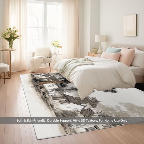 Tapis salon architecture chinoise 160x230 cm lavable et antidérapant - 5
