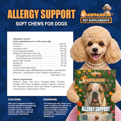 Image of Dog Skin Support Soft Chews with Colostrum, 60 Count | Colostrum, turmeric, probiotics, prebiotics and omega fatty acids support seasonal skin comfort and immune balance.