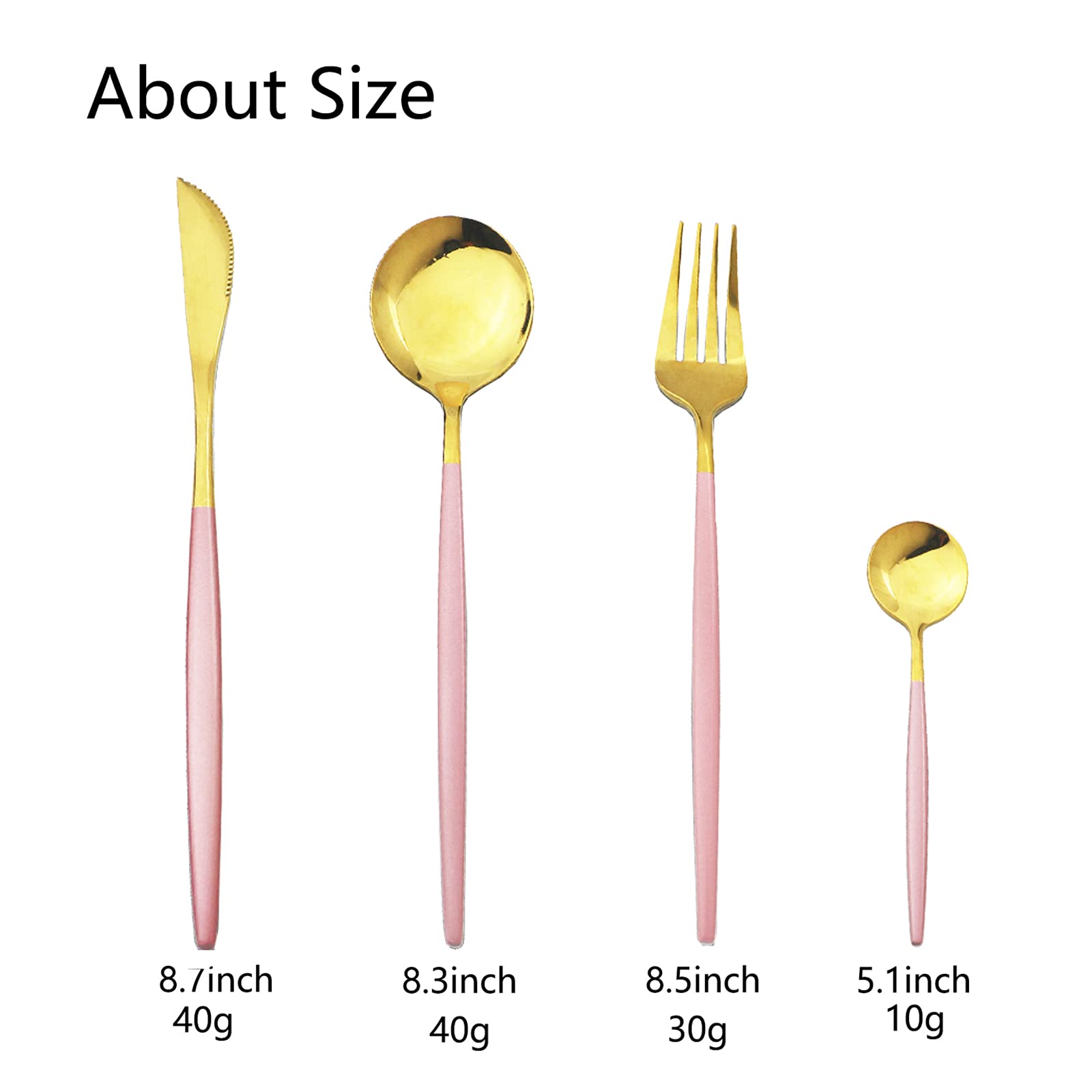 JASHII Cutlery Set, 24 Pieces Stainless Steel Rose Gold Cutlery Set Modern Elegant Tableware Set for Party Christmas Dinner (Rose Gold)