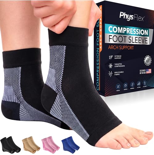 Compression Socks 20-30mmHg for Plantar Fasciitis, Achilles Tendonitis Relief - Ankle Compression Sleeve for Heel Spurs, Foot Swelling & Fatigue - Arch Support Brace for Everyday Use (1 Pair)
