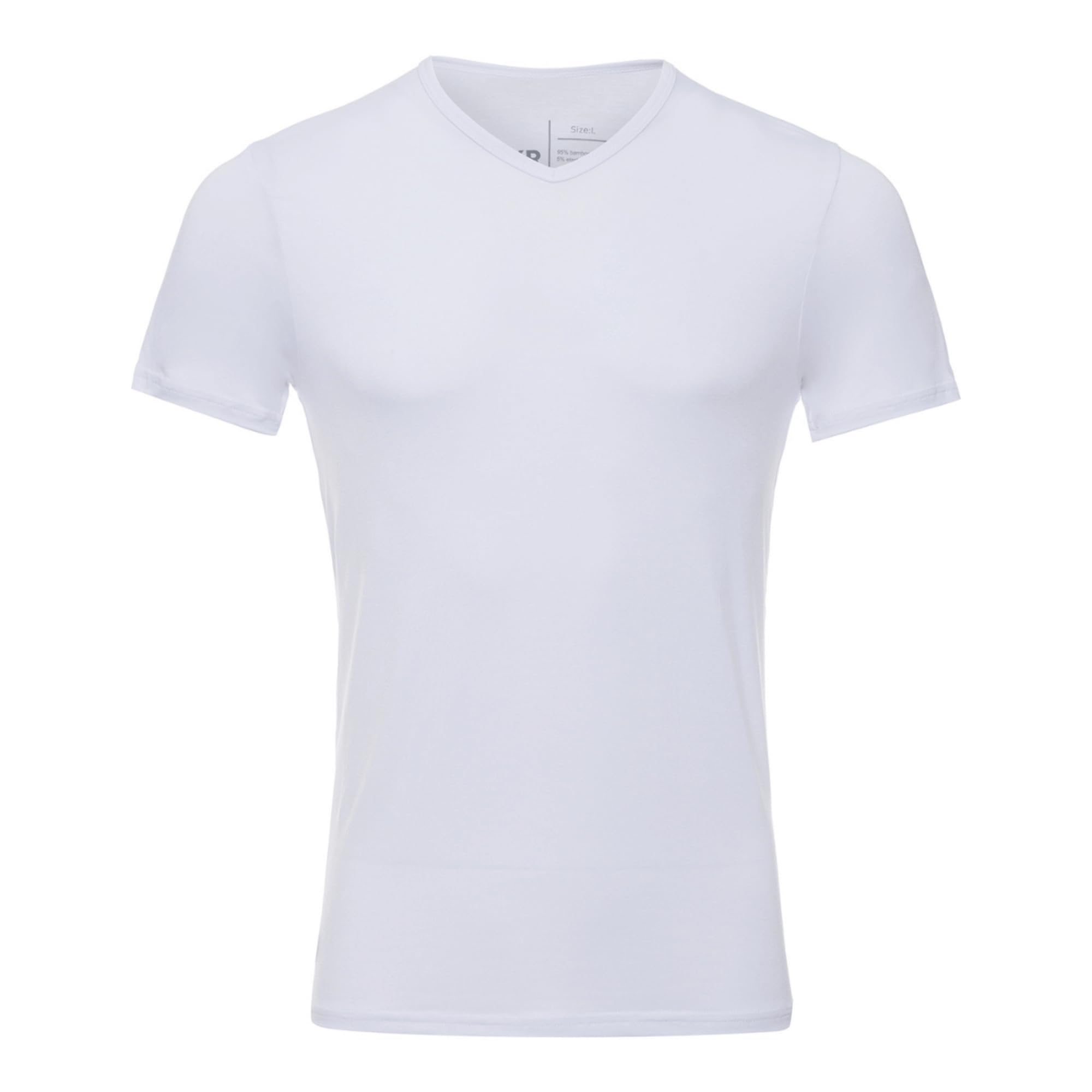 BOXR Underwear - Koszulka bambusowa z dekoltem w serek - Zestaw 4 sztuk - Biały i Czarny - S-3XL - Wygodny - Oddychający - Lekki - Krótki rękaw - Wysokiej jakości bielizna