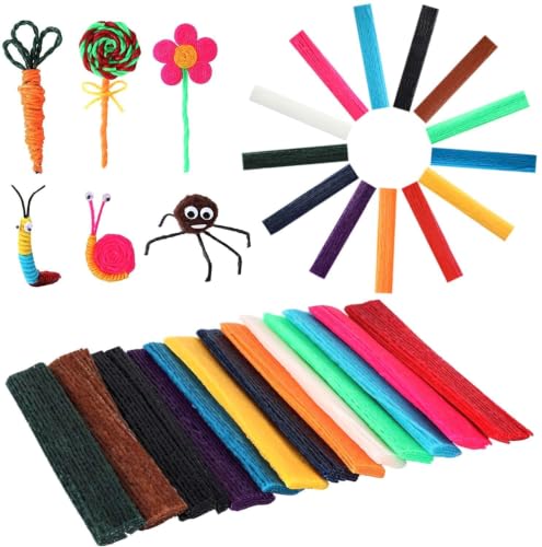 UPINS 1000PCS Wax Craft Sticks 13 Colors Bendable for DIY Art Projects