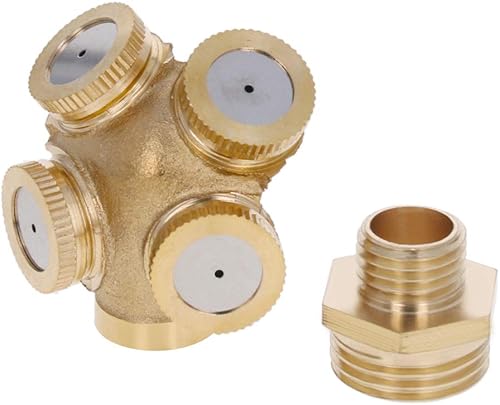 MroMax Boquilla de pulverización de nebulización, 12BSPF latón 4 agujeros rociadores de jardín conector de riego montaje 1 unids