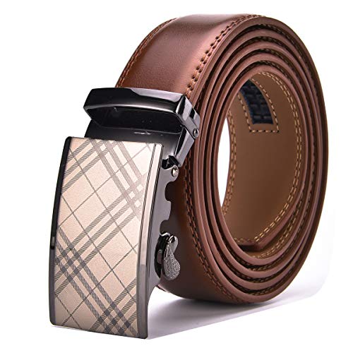 XsFireCow ベルト メンズ おしゃれ 長いベルト 130cm オートロック式 穴なし 紳士ベルト ロング ビジネス スーツ 仕事 ギフト用 BOXが付属 (ブラウン-11)