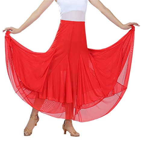 Ballroom Dancing Waltz Dance Salsa Tango Swing Skirt for Women Red, One Size