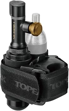 Topeak Tubi Master X Bike Tire Repair Kit 2-in-1 Tubeless Tire Repair and CO2 Inflation System, Compact CNC Aluminum Design with Mounting Strap and Plug Storage