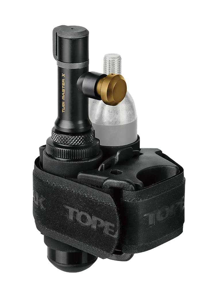 Topeak Tubi Master X Bike Tire Repair Kit – 2-in-1 Tubeless Tire Repair and CO2 Inflation System, Compact CNC Aluminum Design with Mounting Strap and Plug Storage