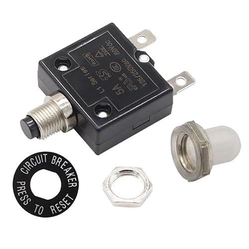 Disyuntor térmico de 5 amperios, protector de sobrecarga térmica Serie L1 125-250V CA 50V CC, pulsador de botón de reinicio manual (1 unidad)