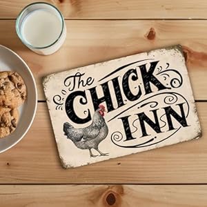 Vintage-Style "The Chick Inn" Sign - Rustic Farmhouse Decor with Detailed Chicken Illustration, 8" x 12" Vintage Style The Chick Inn Sign Rustic Farmhouse Decor with Detailed Chicken Illustration 8 x 12