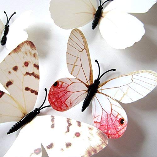 12 Borboletas Brancas Artificiais Ímã Geladeira Decorativo