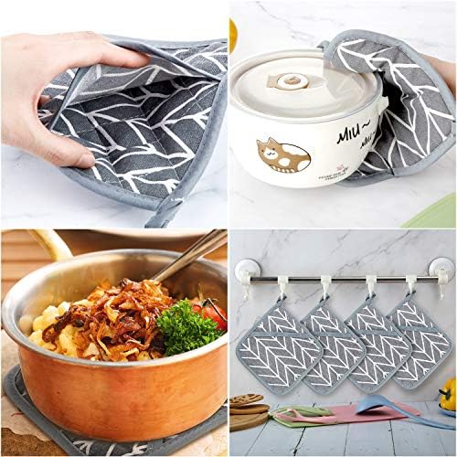 Patelai Pot Holders with Pocket for Kitchen Heat Resistant Potholders Large Cotton Square Oven Mitts Set,4 Pieces