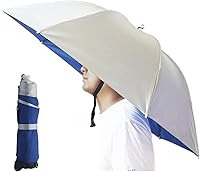 Vista 13 de Sombrero Paraguas, Sombrero Paraguas de Pesca de 37 pulgadas Manos Libres Plegable Protección UV Gorra Paraguas Ajustable Accesorio para la Cabeza