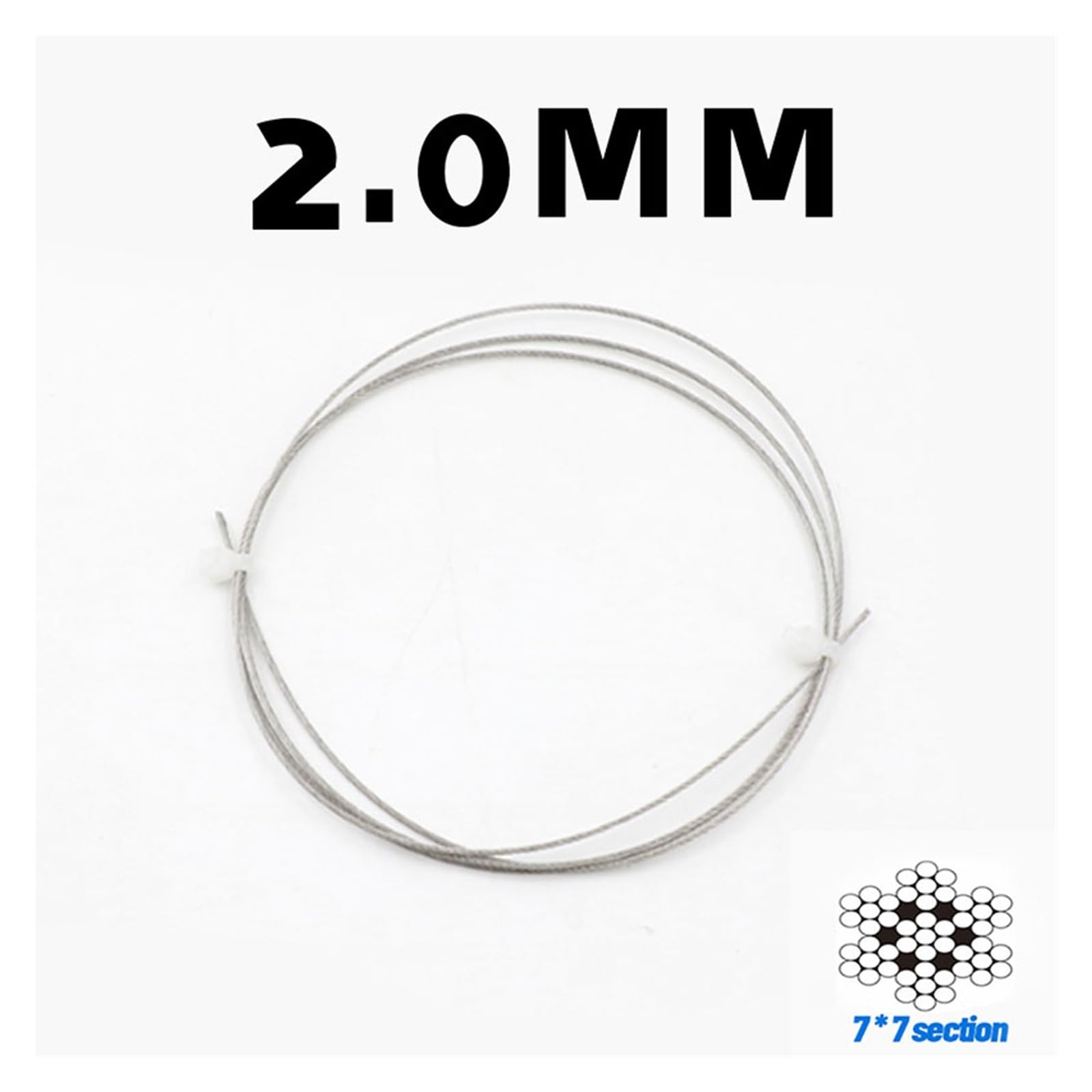 50/100Metres 304 Stainless Steel Wire Rope Lifting Cable Clothesline Fixed Fences Staircase Armrest Rope Diameter 1-5mm(2.0mm,50 Meters)