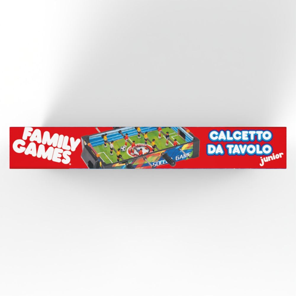 Calcetto da Tavolo in Legno - Dimensioni 51 x H 10 x 31 cm - 2 Aste con Manopola per lato - Ideale per 2 giocatoli - Portatile - Calcetto Bambini 3 anni - Globo Giocattoli - Family Games 42181