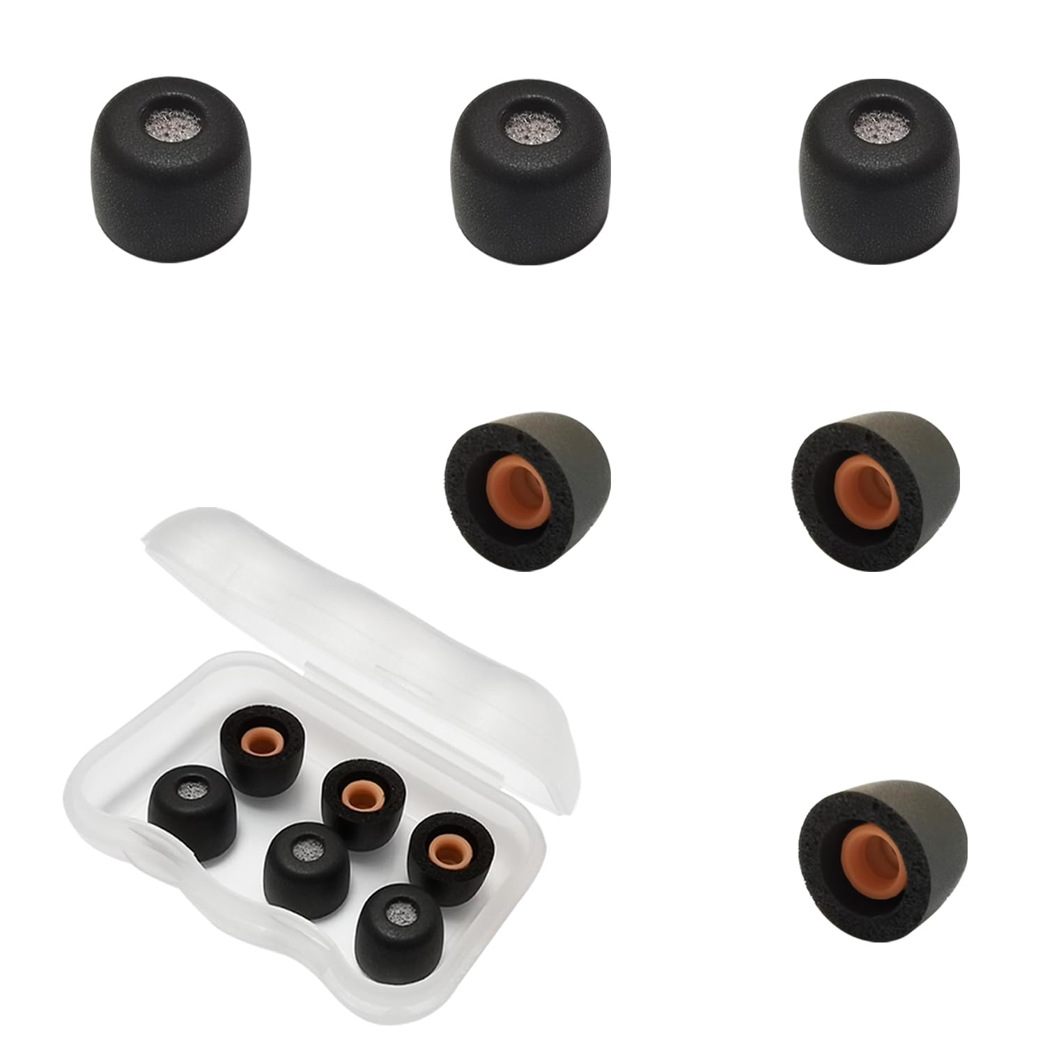 Small Memory Foam Tips, Earbuds Tips Replacement (Filter Screen) fit in Ear Earbuds, Black 3 Pairs