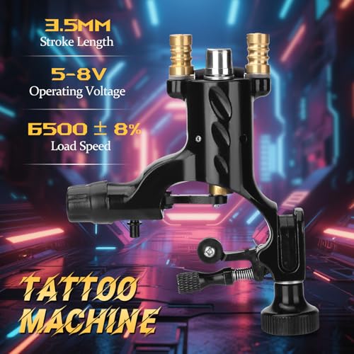 Rotary Tattoo Machine Kit, ATOMUS Tattoo Motor Gun with Power Supply Foot Pedal Clip Cord Handle Grip 3RL 7M1 Cartridge Needles Grommets Tattoo Liner Shader Kit - Thumbnail 2