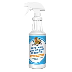 FurryFreshness Extra Strength Cat or Dog Pee Stain Permanent Odor Remover Smell Eliminator -Removes Stains from Pets Kids