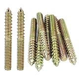 Zorveiio 12 Pack 1/4-20 x 2 Inch Hanger Bolts, Double Headed Bolts Wood Dowel Screw, Self-Tapping Screw for Furniture/Wood Joint