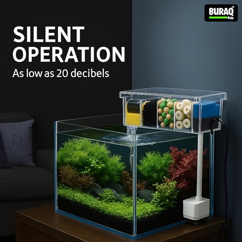 Image of Buraq Multifunctional External Waterfall Aquarium Filter with Bio-Wheel, 3-Stage Filtration, Silent Pump, Fits 2 Ft to 2.5 Ft Fish Tanks (BL - 773 W | 10W | 700 L /HR)