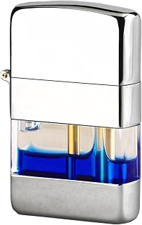 Encendedor de queroseno clásico con tanque de combustible transparente visible, encendedor a prueba de viento, encendedor recargable, cuerpo de metal adecuado for recoger camping, velas, regalos de vi