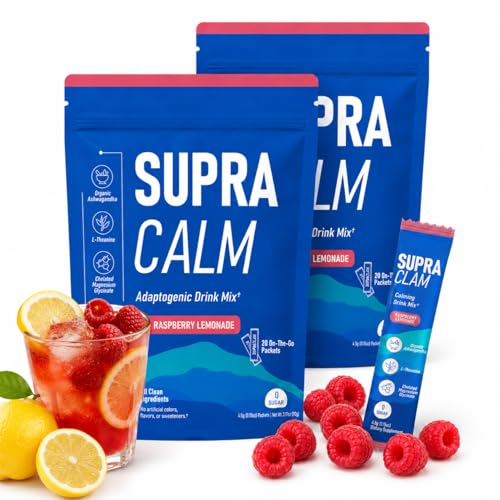 Cortisol Cocktail Pulver – Adaptogen Cortisol Pulver zum Abnehmen, mit L-Theanin, Ashwagandha, Magnesiumglycinat & Vitamin D3 – Für Entspannung & Fokus im Alltag – Himbeer Zitrone, 20 Sticks