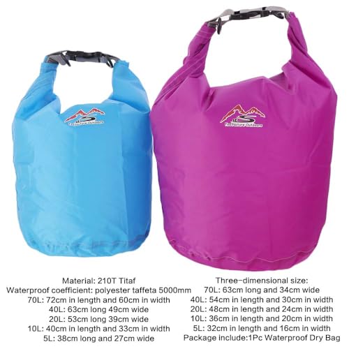 Bolsa seca impermeable para exteriores 40L naranja para camping, excursionismo, natación, navegación y rafting miniatura 5