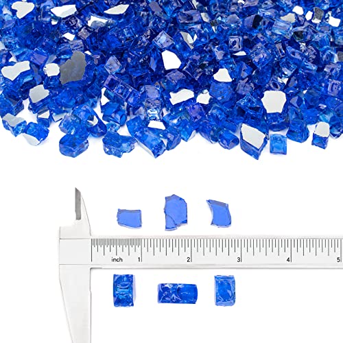 Stanbroil 10-Pound Fire Glass - 1/2 Inch Reflective Tempered Fire Glass For Fireplace Fire Pit, Cobalt Blue Reflective #TOP1