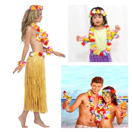 Faldas de hula XEPST de fibras elásticas para bailes y fiestas luau 7