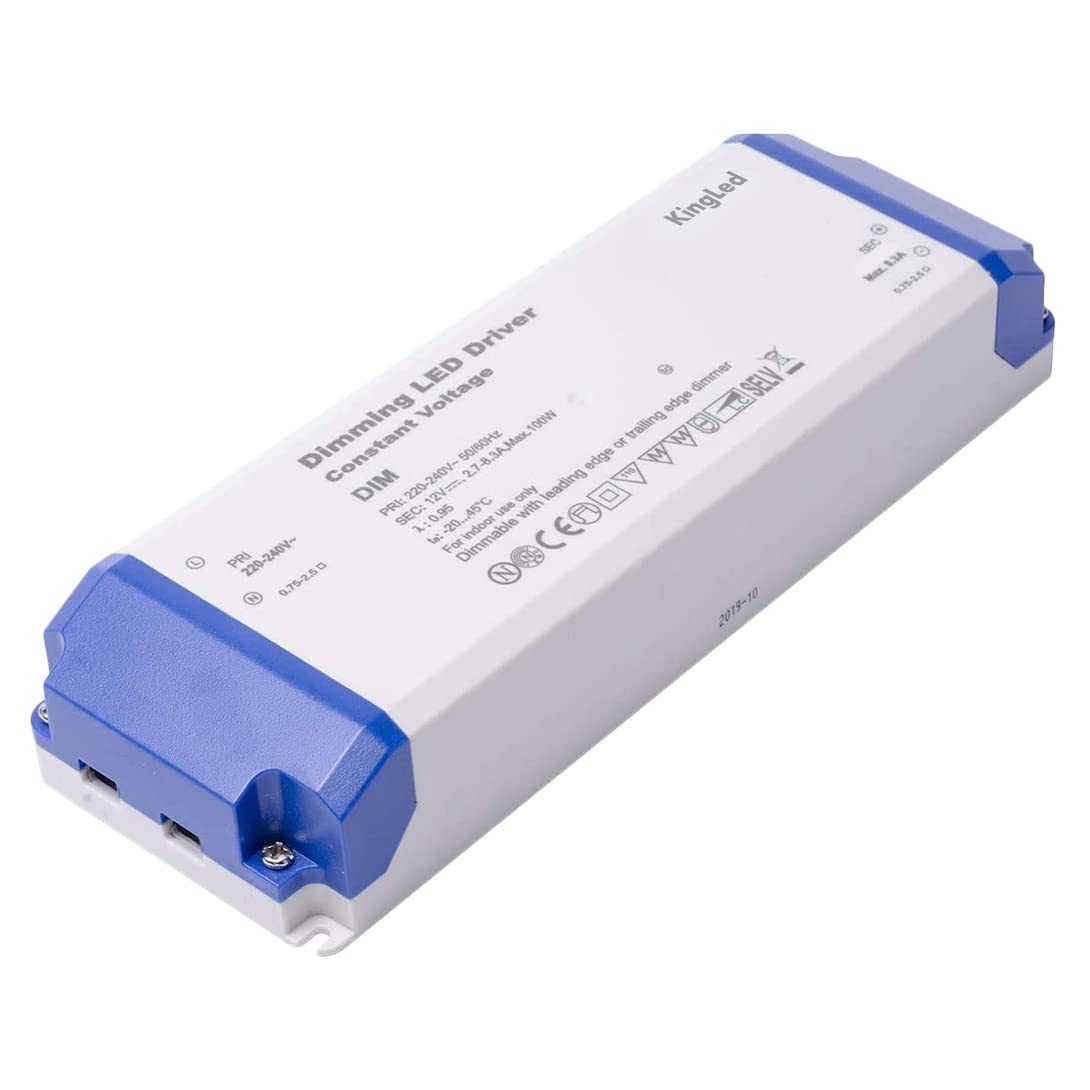 Kingled - Alimentatore 100W DC 12V 8.3A per Strisce Led - Trasformatore Dimmerabile - DIMM12-100 TRIAC