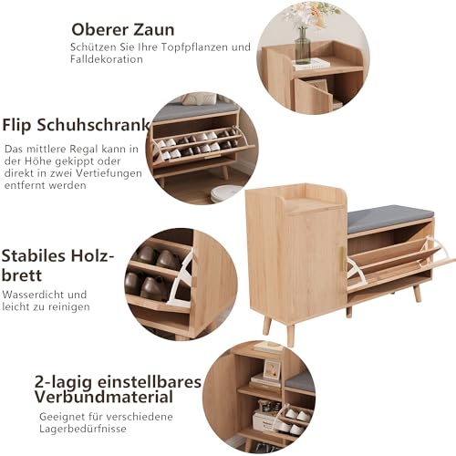 Meuble à chaussures en bois moderne avec 2 tiroirs de rangement chic - 7