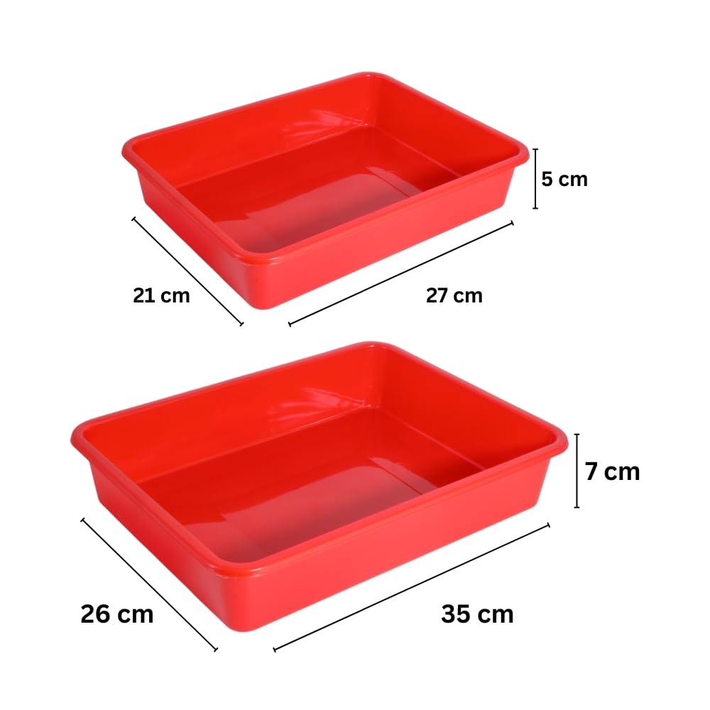 Simply Home Exel Small-Med Multipurpose Stackable Rectangular Durable Plastic Storage Tray Set| Home,Kitchen,Office,School,Commercial,Industry,Lab,Hospital,Paper,Desk Organiser|Set of 2 | Black