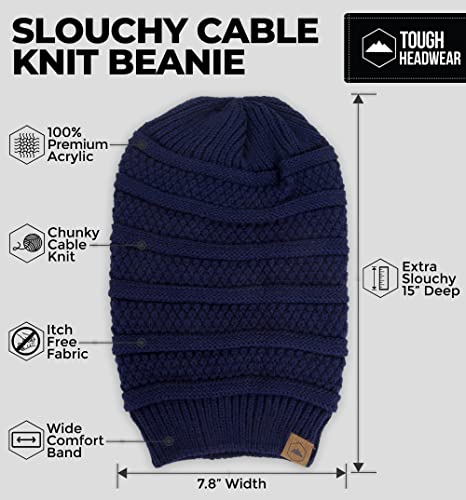 Image of Tough Headwear Slouchy Oversized Beanie Hat - Warm Winter Hats for Women - Stretch Fit Mens Beanie