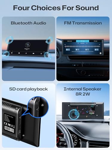 Image of INNOVV V2 10.3 Inch Wireless CarPlay & Android Auto HD IPS Touch Screen 1920x720, Universal Fit, Plug and Play, Mirror Link, GPS, Loop Recording, Siri & Google Assistant, Adjustable Magic Stand