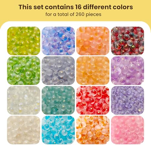 daqoupzi 260 Stück Glasmurmeln Glas, 10mm Murmeln Glas, Glasmurmeln Bunt, Bunte Glasperlen, Für Murmelspiele, Murmelbahnen, Aquarien, Vasen und Pflanzen dekorieren