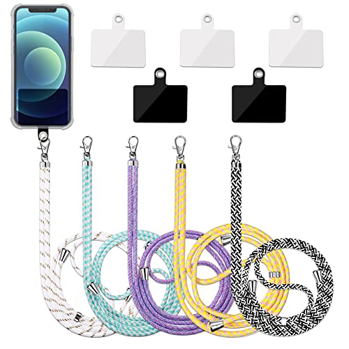 Cuerda Para Movil Universales Cordon Para Movil 5 Peizas Cuerda Movil Desmontable Cordon Para Movil Correa Movil Compatible Con Teléfonos Inteligentes Con 5 Parches De Funda De Teléfono(Blanco,negro) Cover
