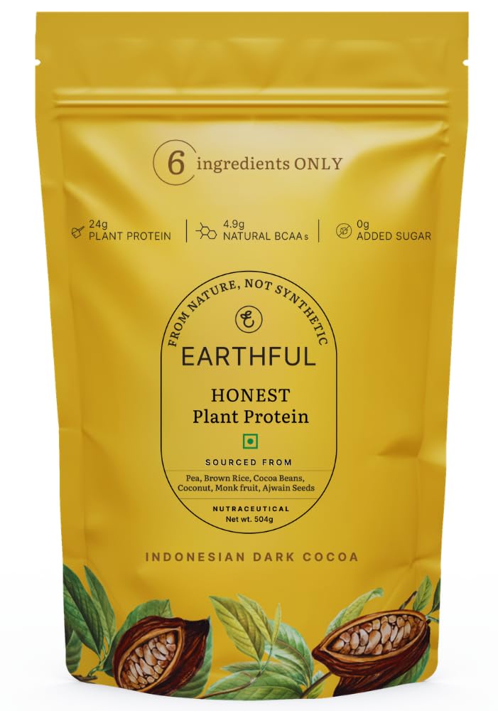 Honest Plant Protein | 24g Protein/Serving & 4.9g BCCAs | For Weight Management, Energy, Muscle Support & Recovery | Made with Pea & Brown Rice | Indonesian Cocoa - 504g