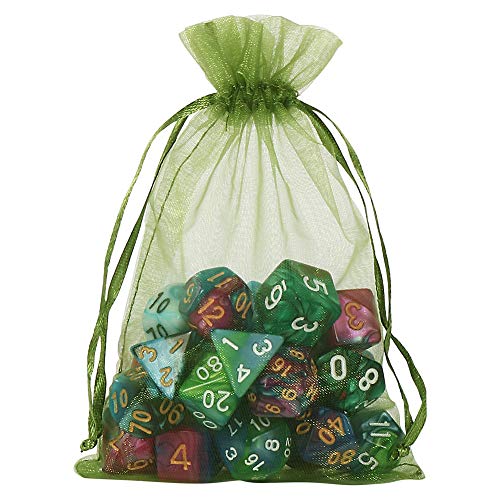 Image of HRX Package 100pcs Organza Drawstring Bags Olive Green, 4 x 6 inch Candy Mesh Gift Bags Jewelry Pouches Small Christmas Sachet