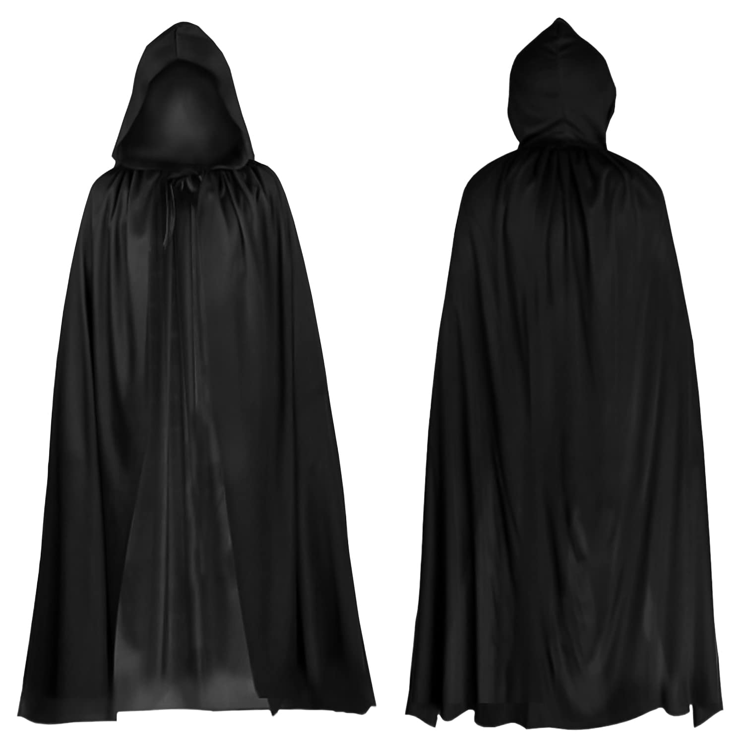 TSHAOUN Halloween Nero Con Cappuccio Capo Strega Cosplay Accessori Per Adulti/Bambini Costume Mantello Per Adulti,Mantello Nero Per Travestimento, Halloween, Feste In Famiglia (Nero,140cm