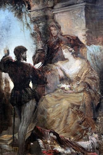 Prints toile peinture murale Le Tasse et Aliénor d'Este Hans Makart 60x90cm
